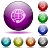 International call glass sphere buttons - International call color glass sphere buttons with shadows.