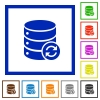 Syncronize database flat color icons in square frames - Syncronize database flat framed icons