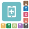 Mobile compass white flat icons on color rounded square backgrounds - Mobile compass flat icons