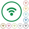 Radio signal flat color icons in round outlines - Radio signal flat icons with outlines