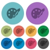 Paint flat icons on color round background. - Paint color flat icons