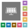 Solar panel square flat icons - Solar panel flat icons on simple color square background.