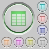 Spreadsheet table push buttons - Spreadsheet table color icons on sunk push buttons