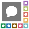 Blog comment flat icons on simple color square background. - Blog comment square flat icons