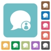 Blog comment sender white flat icons on color rounded square backgrounds - Blog comment sender flat icons
