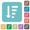 Descending ordered list mode white flat icons on color rounded square backgrounds - Descending ordered list mode flat icons