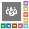 Money bags square flat icons - Money bags flat icons on simple color square background.