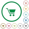 Empty cart flat color icons in round outlines - Empty cart flat icons with outlines