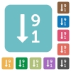 Descending numbered list flat icons on simple color square background. - Descending numbered list square flat icons
