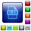 XLSX file format color square buttons - XLSX file format color glass rounded square button set