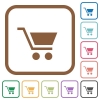 Empty cart simple icons in color rounded square frames on white background - Empty cart simple icons