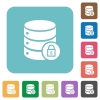 Database lock square flat icons - Database lock flat icons on simple color square background.