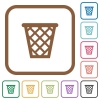 Trash simple icons - Trash simple icons in color rounded square frames on white background