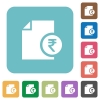 Indian Rupee report flat icons on simple color square background. - Indian Rupee report square flat icons