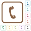 Call simple icons - Call simple icons in color rounded square frames on white background