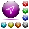 Direction arrow glass sphere buttons - Direction arrow color glass sphere buttons with shadows.