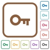 Old key simple icons - Old key simple icons in color rounded square frames on white background