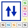 Data traffic flat color icons in square frames - Data traffic flat framed icons