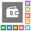 Bitcoin wallet square flat icons - Bitcoin wallet flat icons on simple color square background.