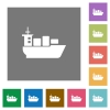 Sea transport flat icons on simple color square background. - Sea transport square flat icons