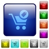 Product purchase features color square buttons - Product purchase features icons in rounded square color glossy button set