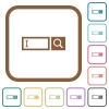 Search box simple icons in color rounded square frames on white background - Search box simple icons