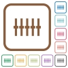 Graphical equalizer simple icons in color rounded square frames on white background - Graphical equalizer simple icons