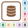 Database symbol simple icons - Database symbol simple icons in color rounded square frames on white background