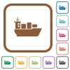 Sea transport simple icons in color rounded square frames on white background - Sea transport simple icons