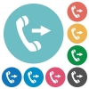 Outgoing call flat round icons - Outgoing call flat white icons on round color backgrounds