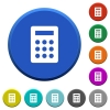 Calculator round color beveled buttons with smooth surfaces and flat white icons - Calculator beveled buttons