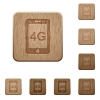 Fourth gereration mobile network on rounded square carved wooden button styles - Fourth gereration mobile network wooden buttons