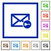 Secure mail flat framed icons - Secure mail flat color icons in square frames on white background