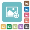 Image rotate left rounded square flat icons - Image rotate left white flat icons on color rounded square backgrounds