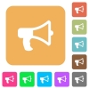 Megaphone icons on rounded square vivid color backgrounds. - Megaphone rounded square flat icons