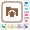 Bug folder simple icons in color rounded square frames on white background - Bug folder simple icons