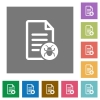 Malicious document square flat icons - Malicious document flat icons on simple color square backgrounds