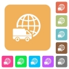 International transport rounded square flat icons - International transport icons on rounded square vivid color backgrounds.