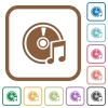 Audio CD simple icons - Audio CD simple icons in color rounded square frames on white background