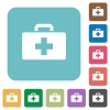 First aid kit white flat icons on color rounded square backgrounds - First aid kit rounded square flat icons