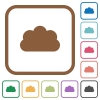 Cloud simple icons in color rounded square frames on white background - Cloud simple icons