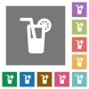 Longdrink flat icons on simple color square backgrounds - Longdrink square flat icons