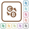 Euro Bitcoin money exchange simple icons - Euro Bitcoin money exchange simple icons in color rounded square frames on white background