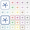 Network connections outlined flat color icons - Network connections color flat icons in rounded square frames. Thin and thick versions included.