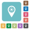 Stadium GPS map location white flat icons on color rounded square backgrounds - Stadium GPS map location rounded square flat icons