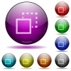 Send to back icons in color glass sphere buttons with shadows - Send to back glass sphere buttons