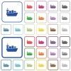 Sea transport outlined flat color icons - Sea transport color flat icons in rounded square frames. Thin and thick versions included.