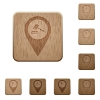 Court house GPS map location wooden buttons - Court house GPS map location on rounded square carved wooden button styles