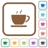 Cup of coffee simple icons in color rounded square frames on white background - Cup of coffee simple icons