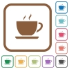 Cup of coffee simple icons in color rounded square frames on white background - Cup of coffee simple icons